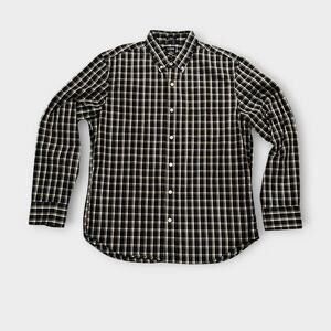 J.Crew Men's Large Slim Untucked Flex Washed Navy Plaid Button-Down Shirt